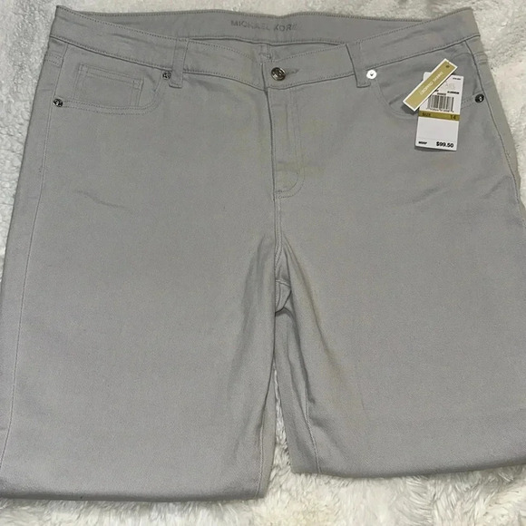 (sale) NWT Michael Kors MK Designer Women’s Jean Cropped Skinny Size 14 Aluminum - Picture 1 of 10